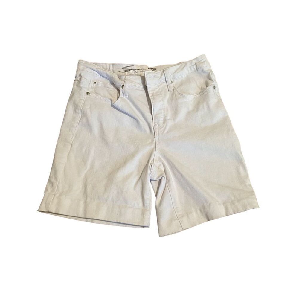 Seven7 Women's White Bermuda Denim Shorts Size 10 Summer Casual